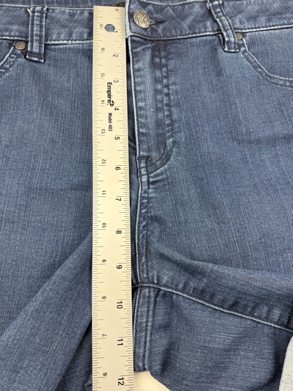 Prana Denim Shorts Rolled Cuff Blue Stretch Size 14 - Picture 6 of 7